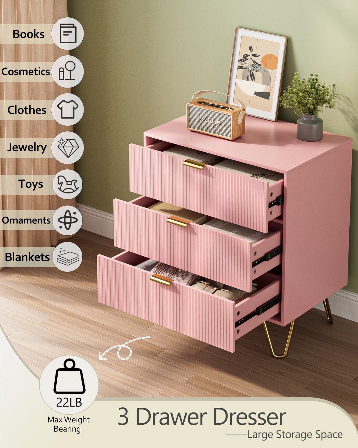 strapless open back dress Gloria 3 Drawer Chest of Drawers main image 0