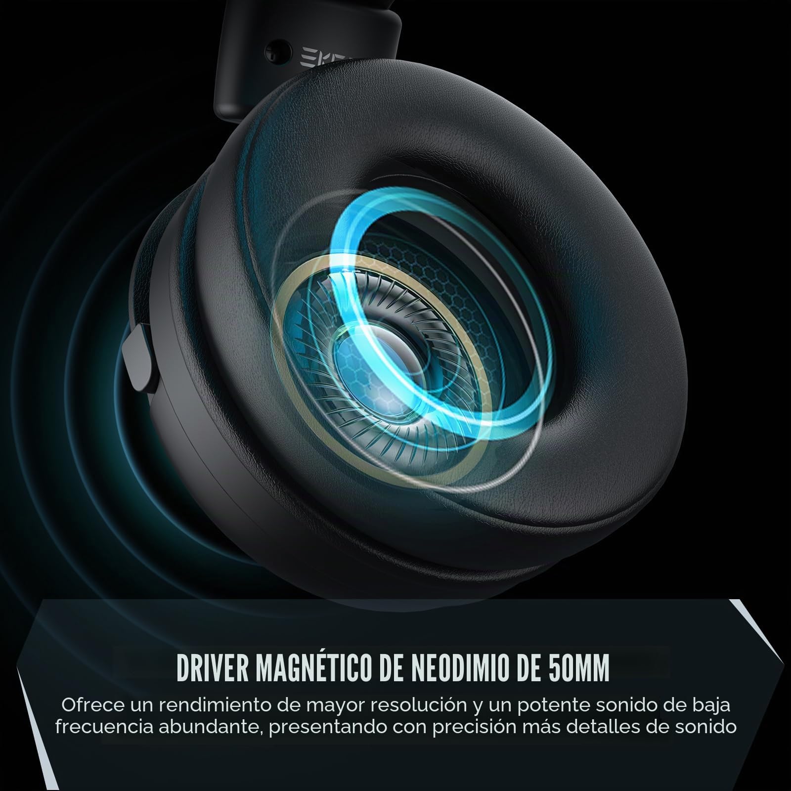EKSA E5000BT Cascos Gaming inalambricos, Auriculares Bluetooth 5.4 con Baja Latencia para Juegos, Actuador de Doble cámara, 2,4GHz Conexión Tri-Modal, Iluminación RGB,100 Horas de Reproducción
