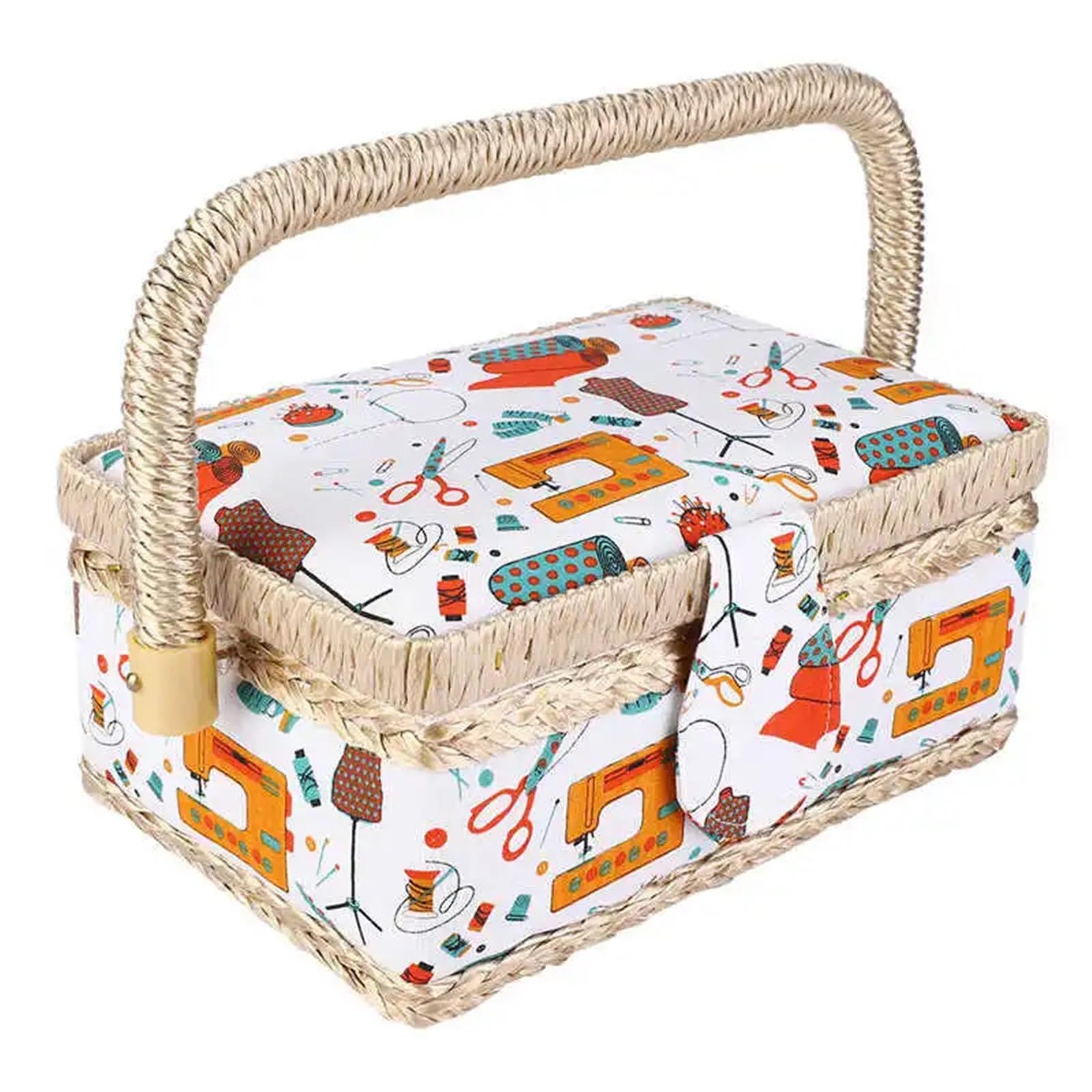 Household Fabric Craft Handmade Sewing Basket Thread Needle Storage Box Organizer for Home