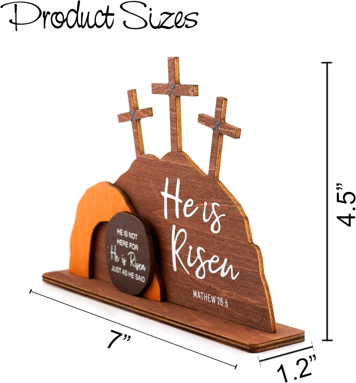 Empty Tomb Easter Decor, He is Risen Cross, Easter Christian Decor for Home, He is Risen Sign, Cross Jesus Home Table Decorations, Tabletop Decor Indoor, Gifts for Men, Women