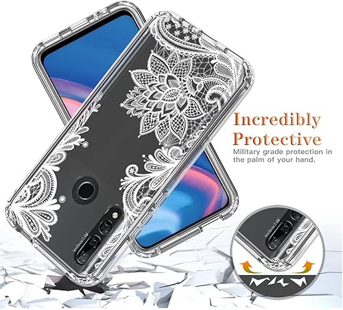 Miniatura 7 de Funda para Y9 Prime 2019/Honor 9X/P Smart Z con protector de pantalla de vidrio templado, diseño floral a prueba de golpes, carcasa protectora de