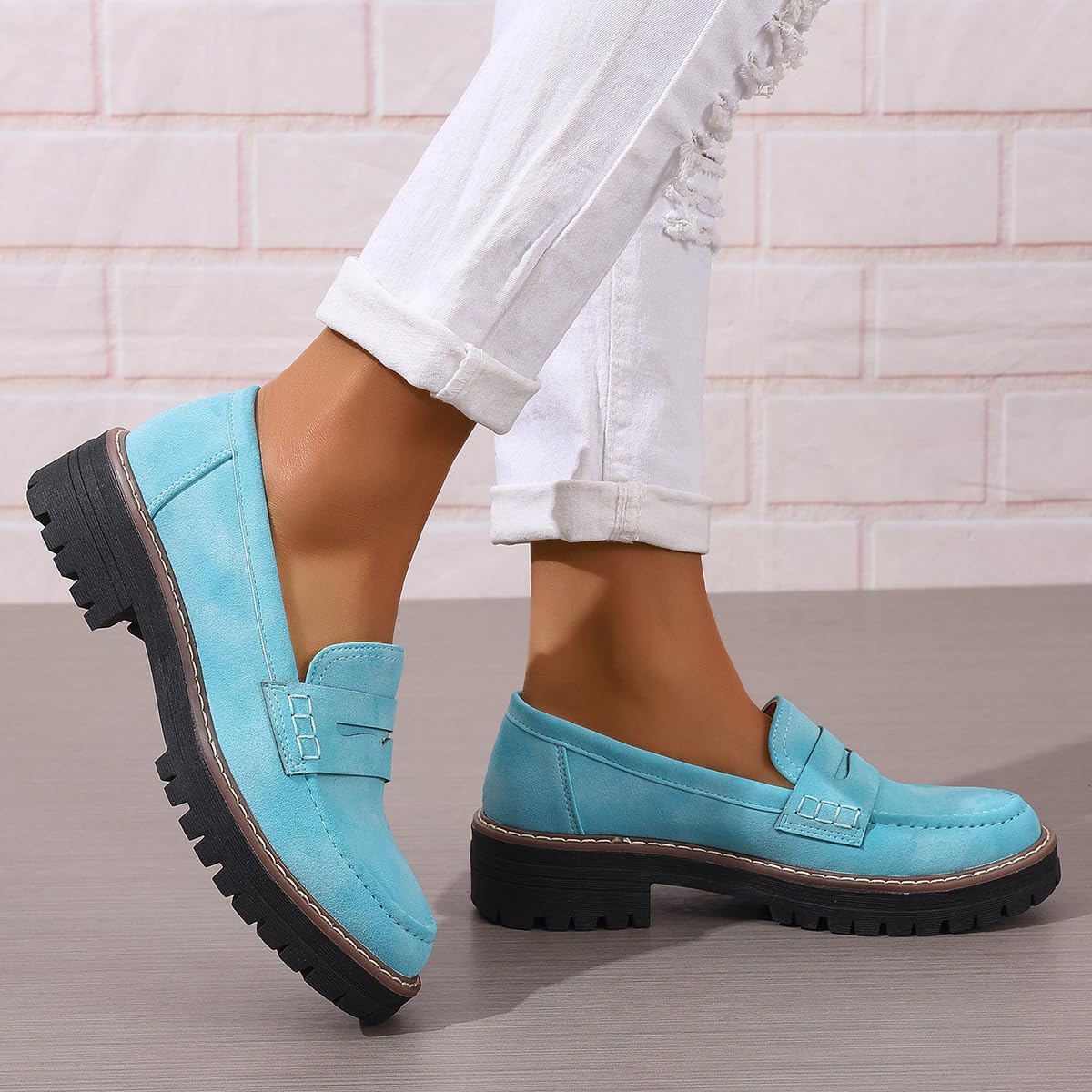 Womens Loafers Shoes Platform Chunky Penny Loafer Lug Sole Comfortable Slip On Work Office Business Casual Dress Shoes, US Size 5-11.5 - Image 6