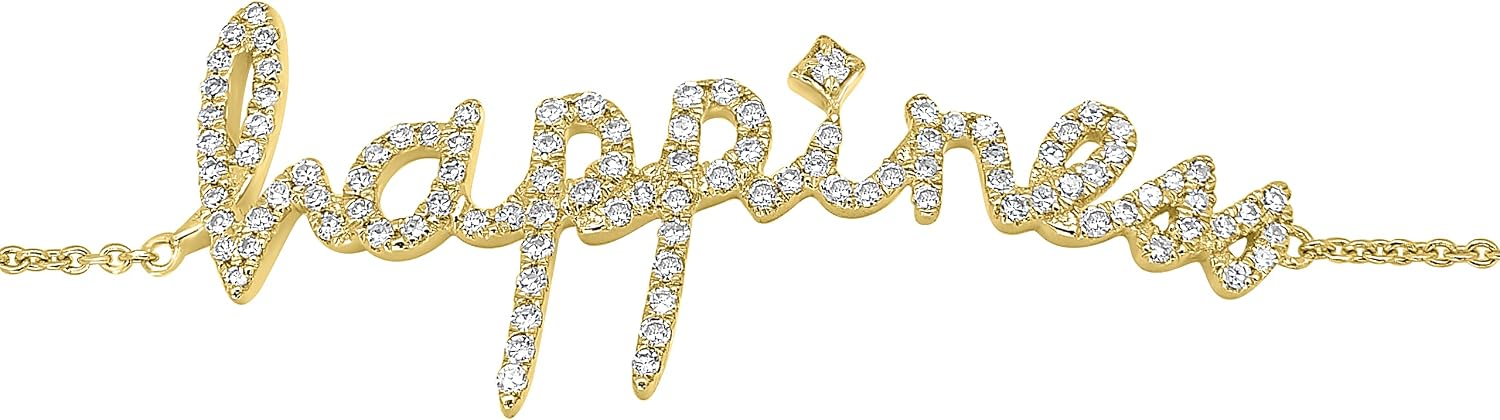 14K Yellow Gold 0.3 Ct Round Diamond Happiness Charm Bracelet(GH Color, I1 Clarity)