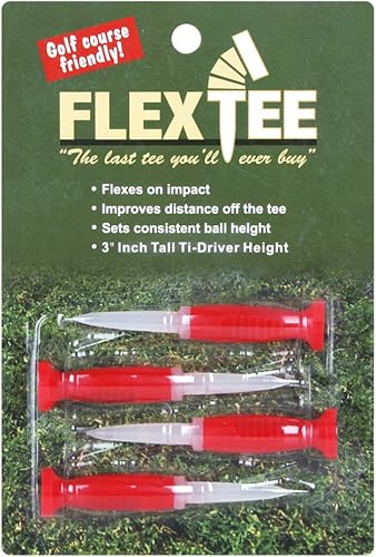 Camisetas de golf flexibles de plástico rojotransparente de 3 pulgadas (paquete de 4)  Camisetas de conductor prácticamente irrompibles, mayor