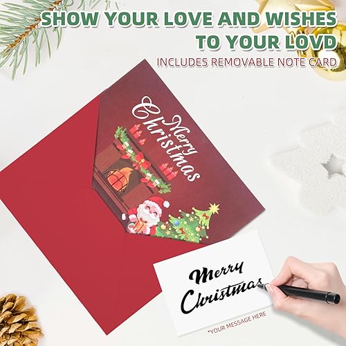 Miniatura 4 de XTF2015 Tarjetas de Navidad de Halloween, tarjetas de felicitación de Navidad 3D desplegables con música, chimenea de iluminación, tarjeta de regalo