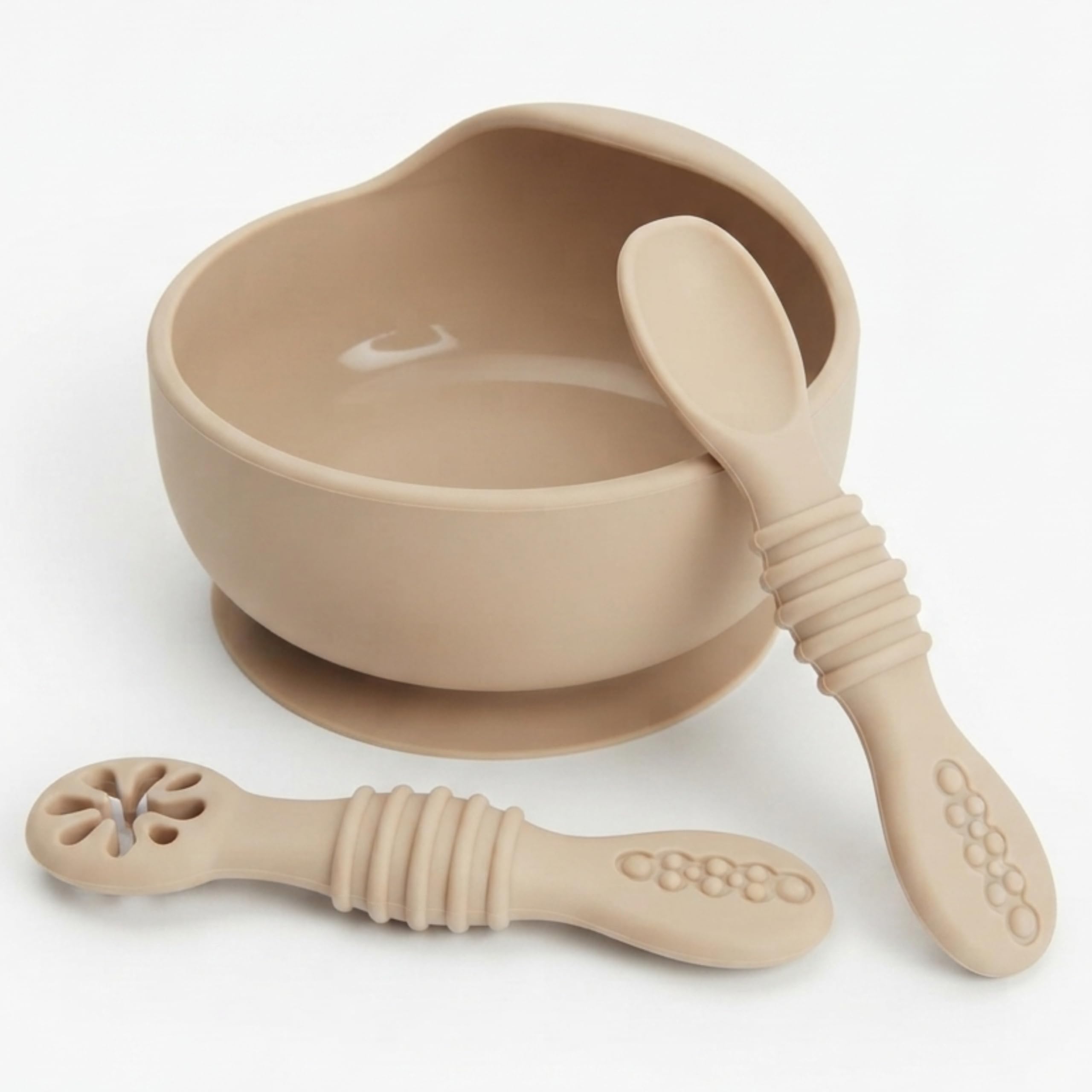Bol de Silicona con Ventosa y 2 Cucharas de Aprendizaje – Antiderrame y Antivuelco | Ideal para BLW Baby Led Weaning | Vajilla Bebé