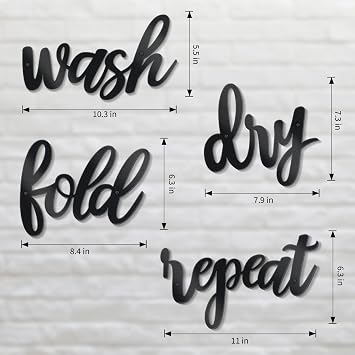 4 Pieces Metal Laundry Sign (Black)