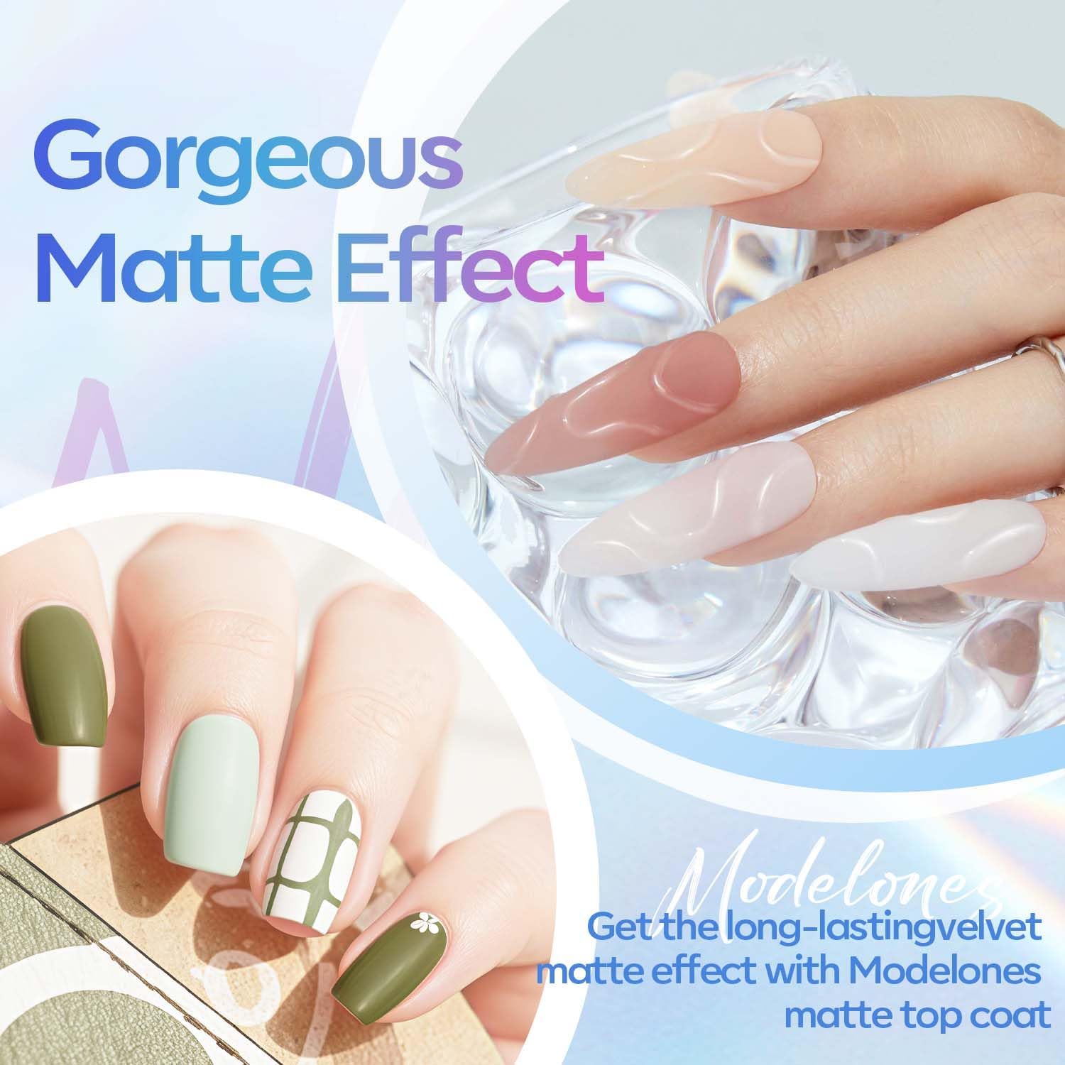 Modelones Matte Top Coat półtrwały lakier do paznokci 15 ml, bez wipe top coat półtrwały żelowy lakier do paznokci UV do manicure'u