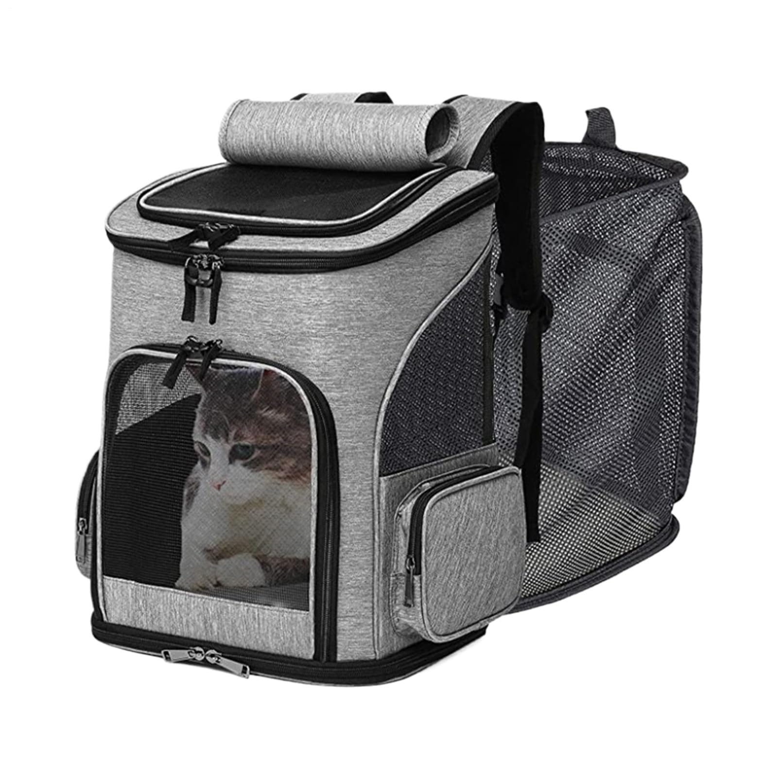 Weiche Katzen-Transportbox – Weiche erweiterbare und faltbare Tasche für Katzen – für den täglichen Gebrauch, Nagelpflege, Wandern, Flug, Camping, Tiertransport