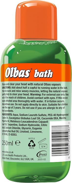 Olbas Bath - Natural Vapours for Easing Breathing - Relaxing & Soothing - Contains Pure Plant Oils - 250ml