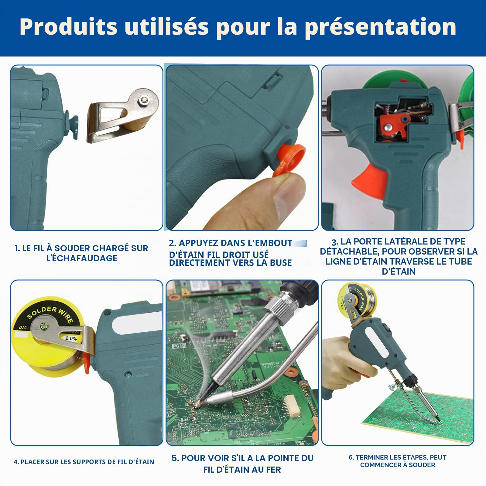 Kit pistolet à souder électronique 60 W avec 5 pannes à souder, pompe à dessouder, pince à épiler, fils de soudure, support et tournevis cruciforme pour réparation automobile, bricolage (Vert)