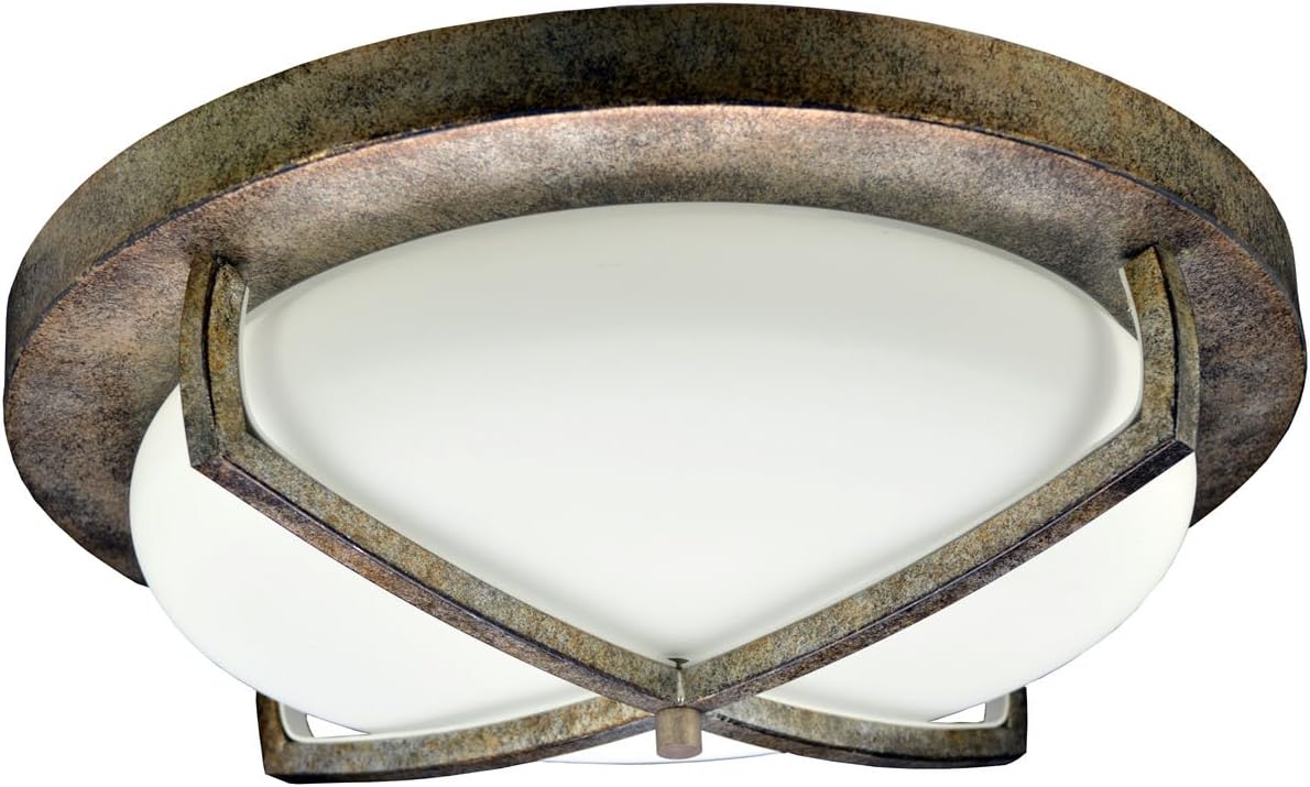 HomeSelects 6160 Flush Mount Ceiling Light, Burnished Bronze and Opal Glass Globe, 16"L x 16"W x 5.5"H