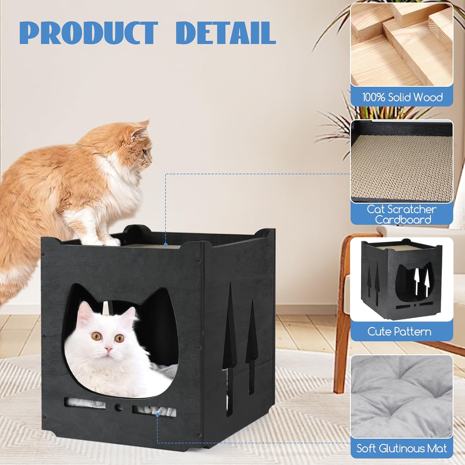 review Modern Cat Bed for Indoor Cat, Cat Cave Bed Cat House for Indoor Cat, Covered Cat Cube Bed House with Scratch Pad, Cat Condos, Cat Cubes, Cat Hideaway for Multi Small Pet Large Kitten Kitty