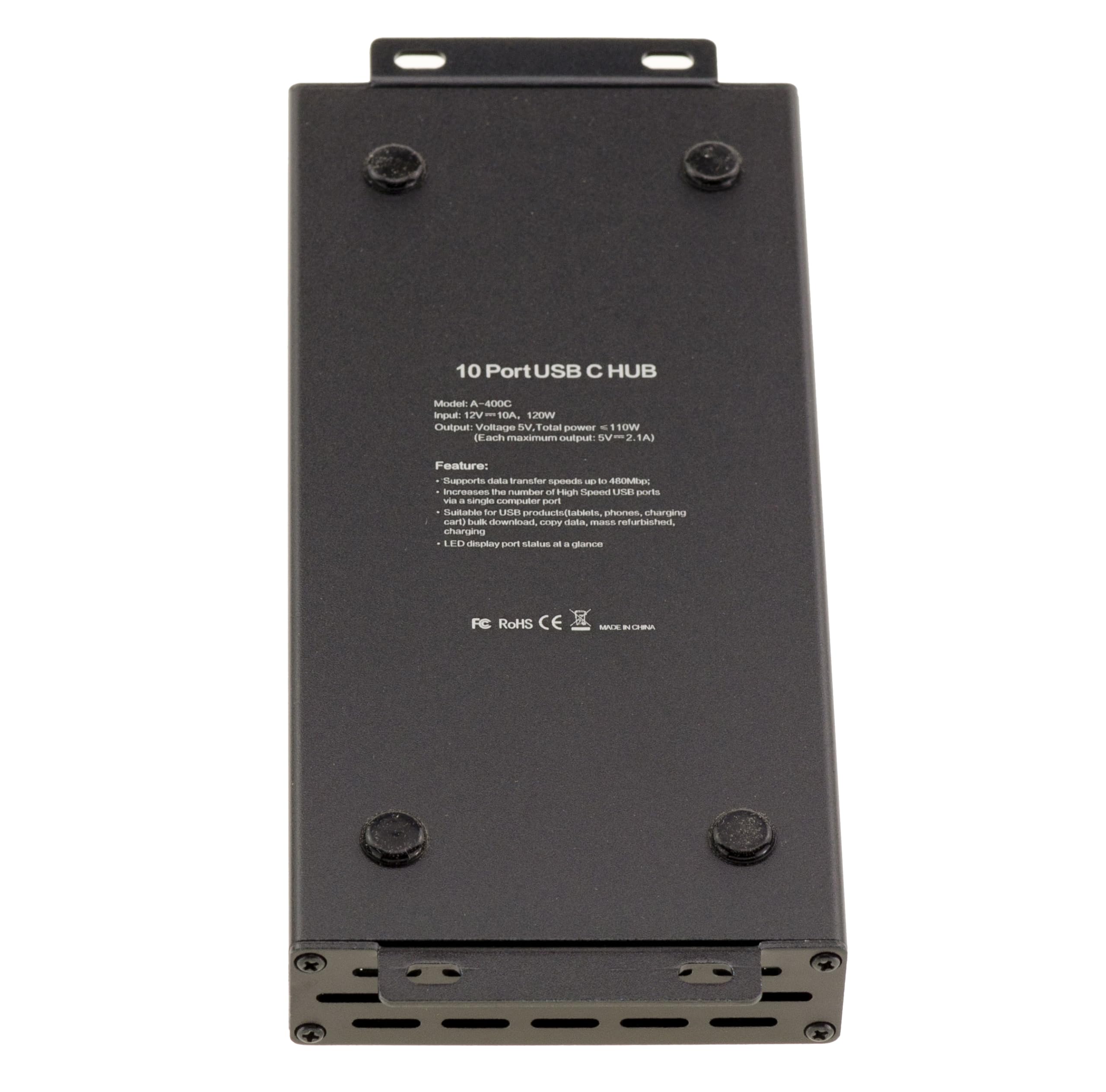 KALEA-INFORMATIQUE Przemysłowa stacja ładująca z metalu 10 portów USB typu C Maksymalna moc 120 W, zasilanie 5 V 2,1 A na port