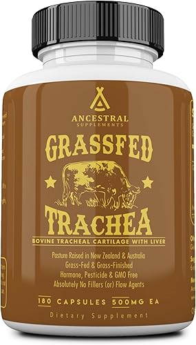 Ancestral Supplements Cartílago traqueal bovino (con hígado) — Apoya la curación, la inmunidad, la salud de las articulaciones (180 cápsulas)