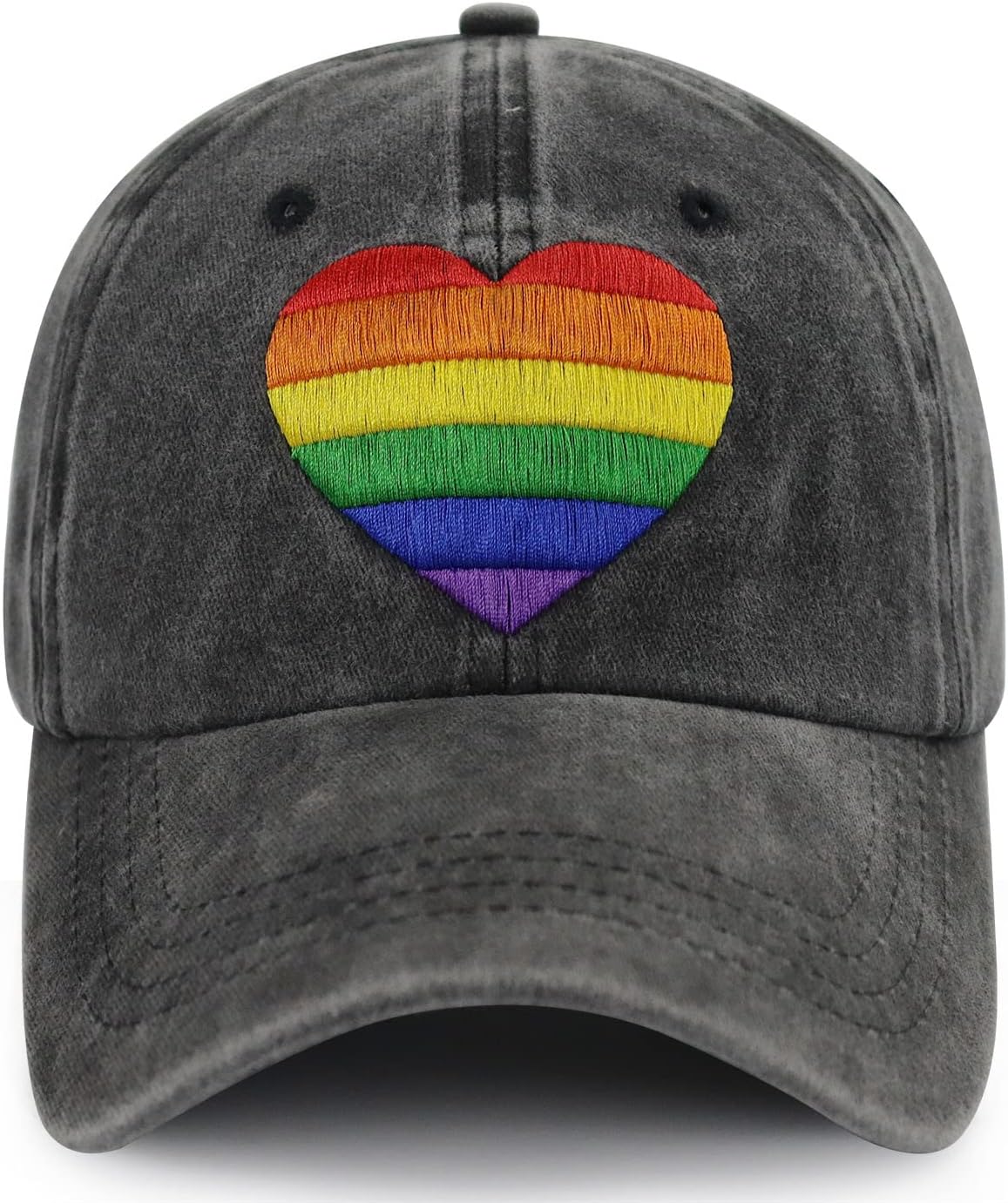 Pride Rainbow Heart Hat for Women Men, Funny Adjustable Cotton Embroidered LGBT Gay Lesbian Gifts Baseball Cap