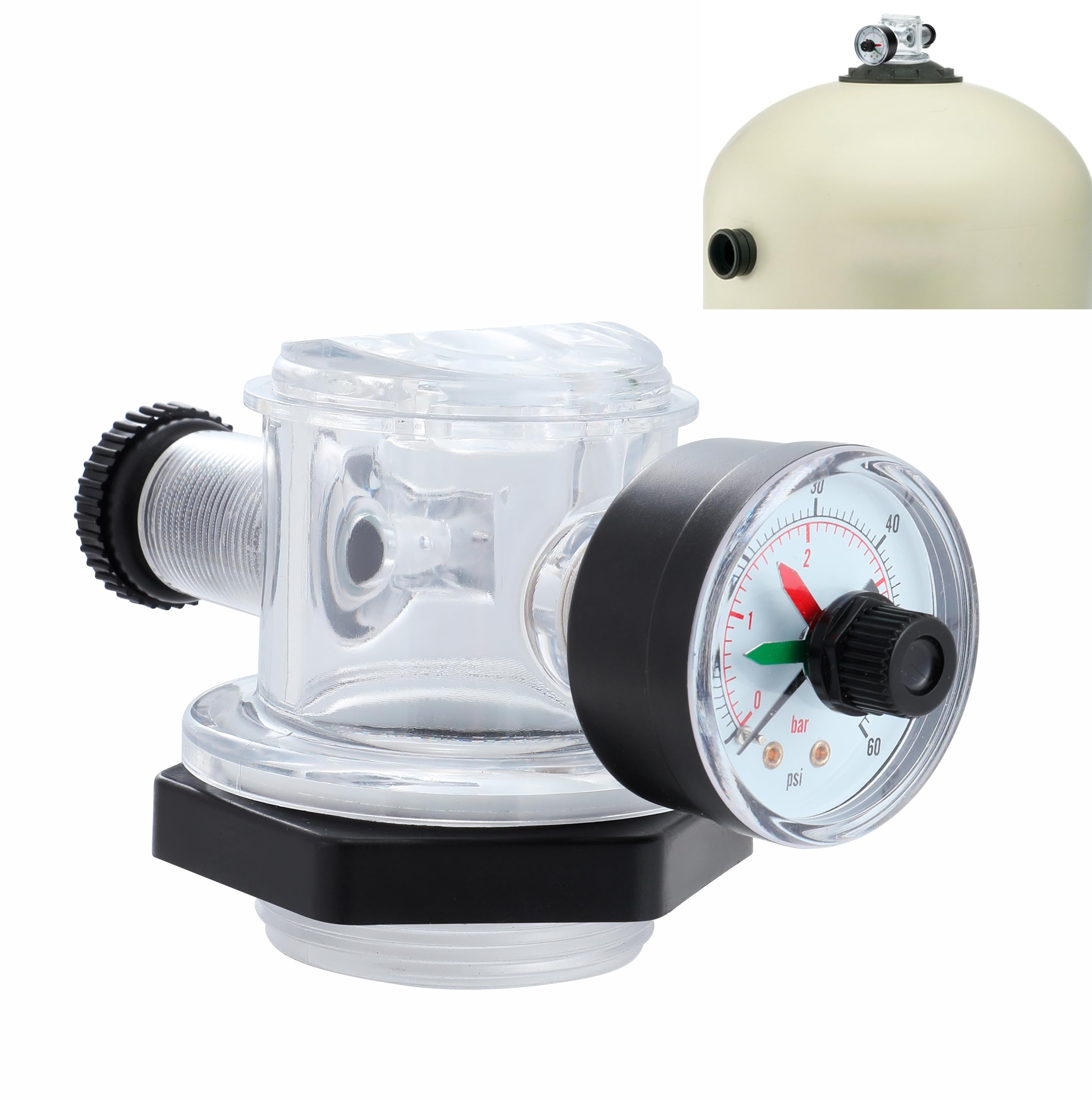 ZHJLUT 273564Z Manual Air Relief Assembly,for TR100、TR140、TR100C、TR140C、TR100C-3,and TR140C-3 Pool Spa Sand Filter Replacement,Includes Pressure Gauge and nut