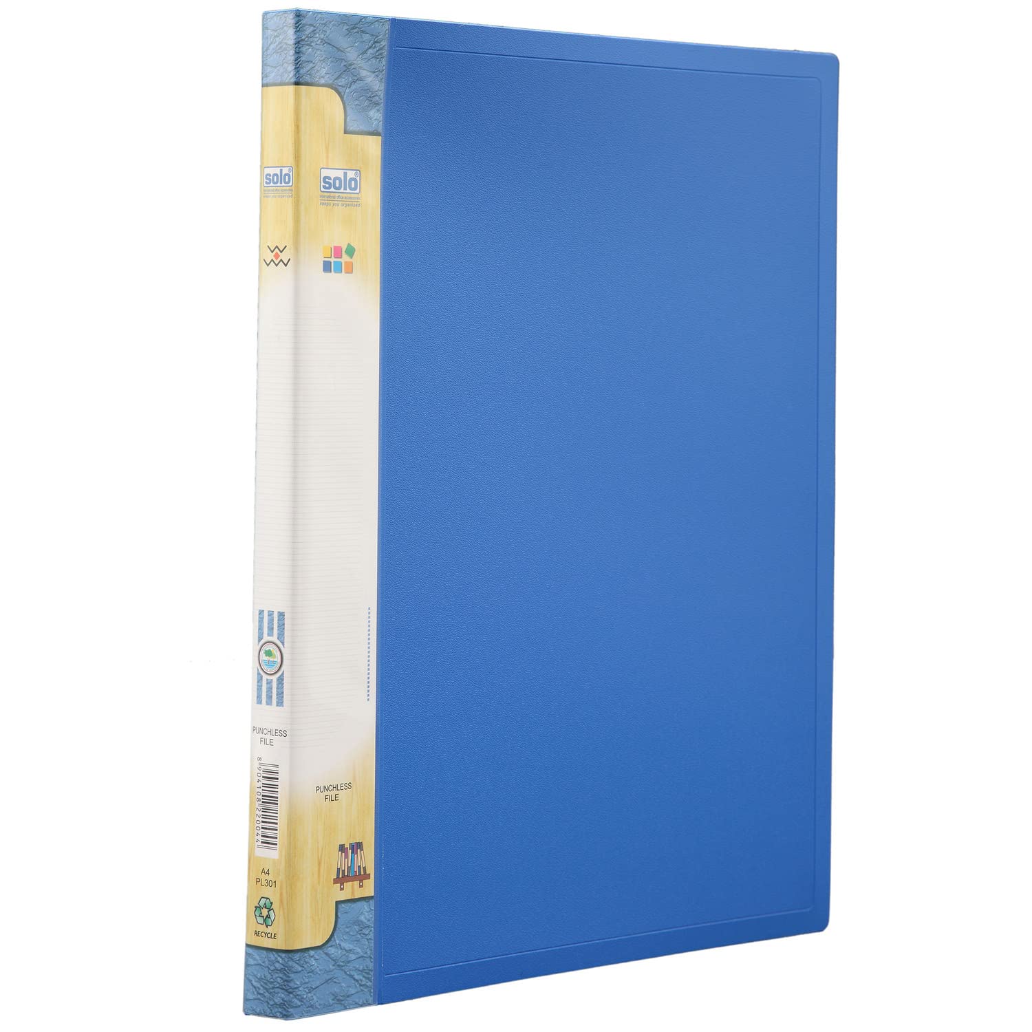 Solo FC Punchless Lever Clip File with Inside Transparent Pocket, Office Document File Folder for Papers & Projects, Display Presentation Organizer Plastic File for Certificates & Portfolio (Blue)