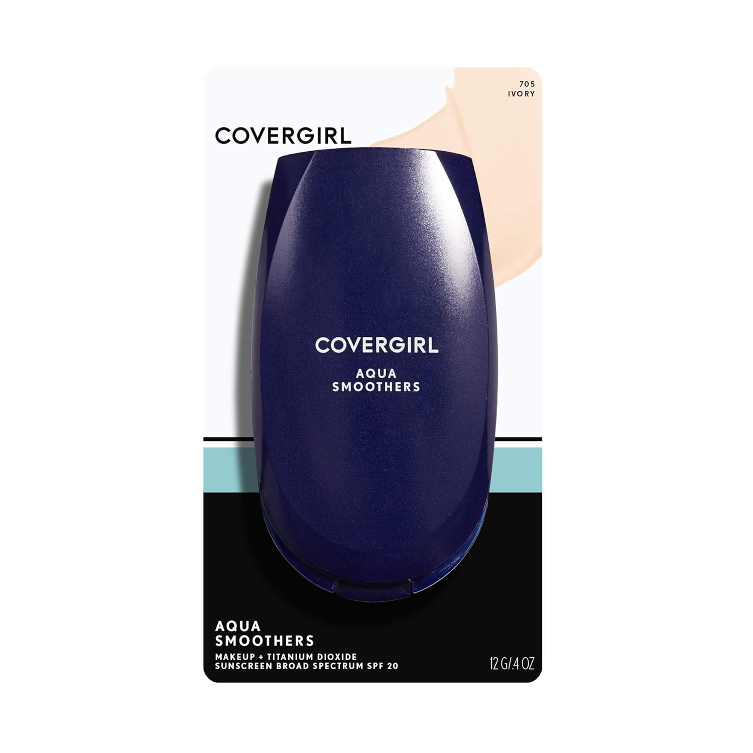 COVERGIRL Smoothers AquaSmooth Makeup Foundation, Ivory 705 with SPF, 0.4 Fl Oz, Foundation with SPF 20, Liquid Foundation, Moisturizing Foundation, Lightweight Foundation
