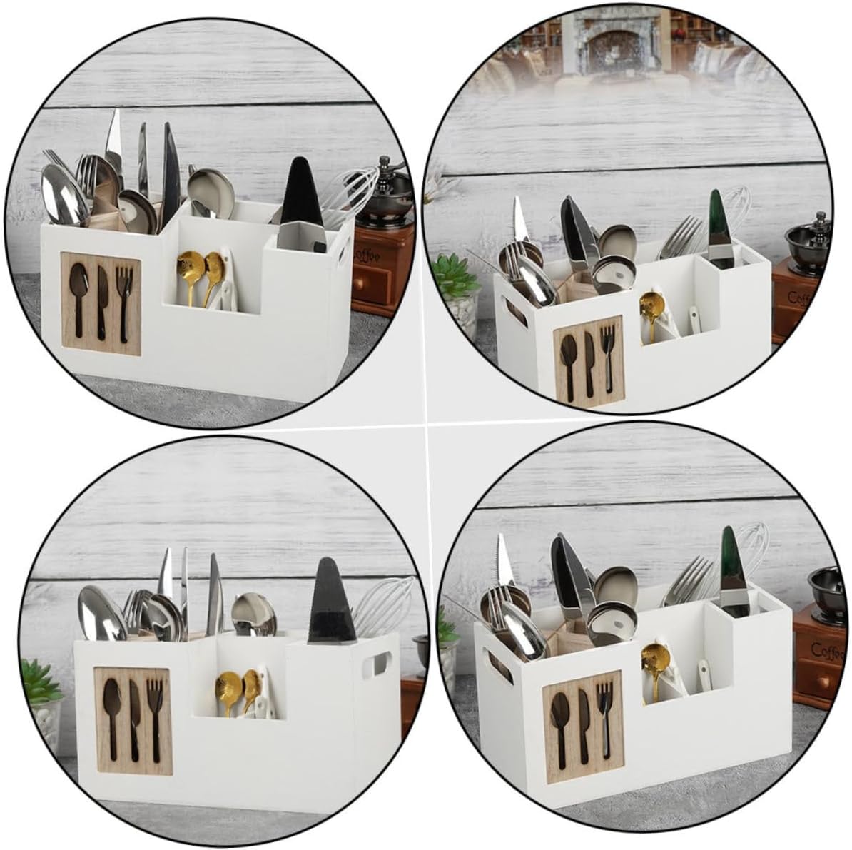 Wood Utensil Holder Kitchen Cutlery Storage Organizer Uncovered Wooden Rack for Dining Table Spoon and Chopsticks Storage for Home Kitchen Organization