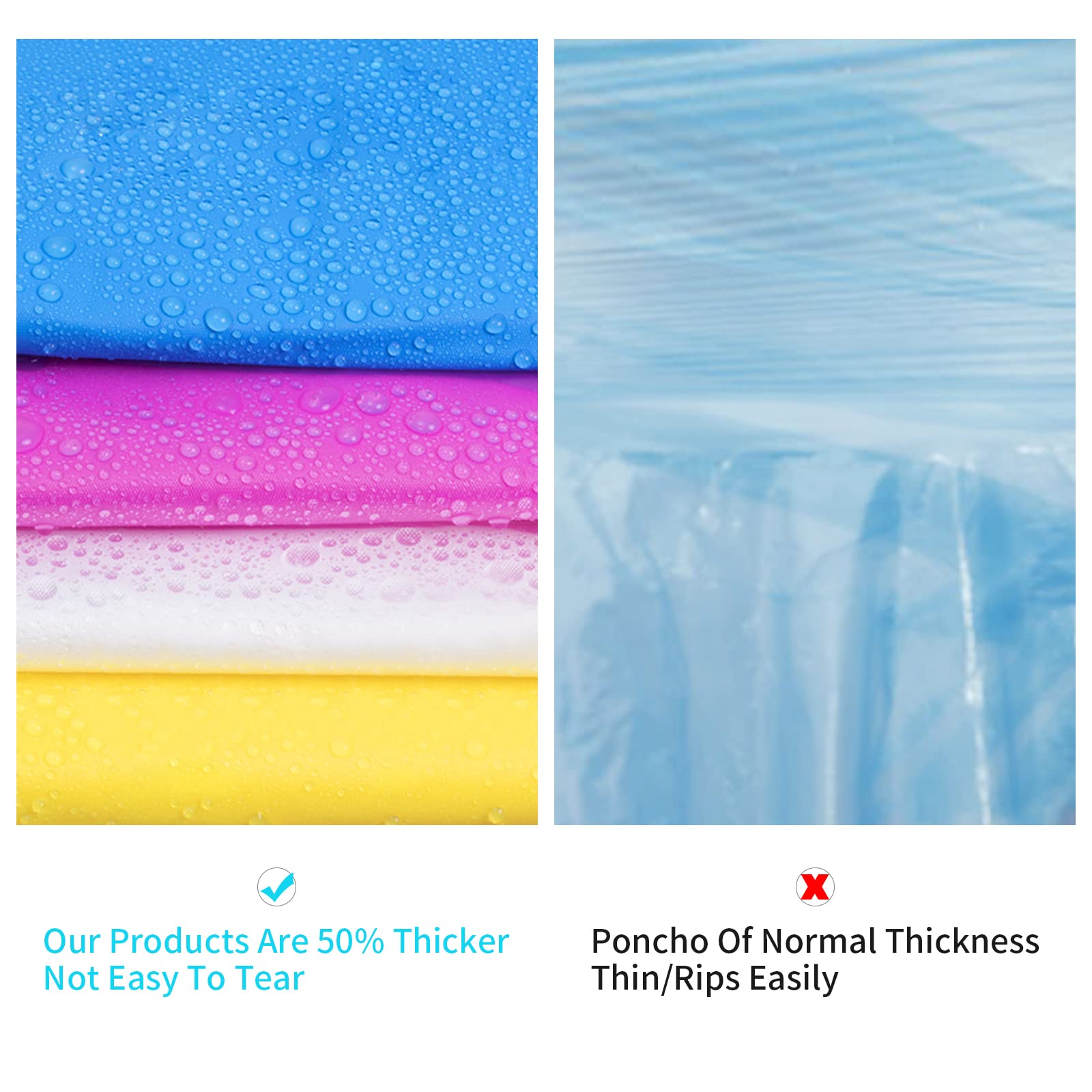 Einweg Regencape mit Kaputze, Übergröße transparent & wasserdicht für Erwachsene Regenponcho, 2 Stück Regenmäntel Regenhosen Anzug
