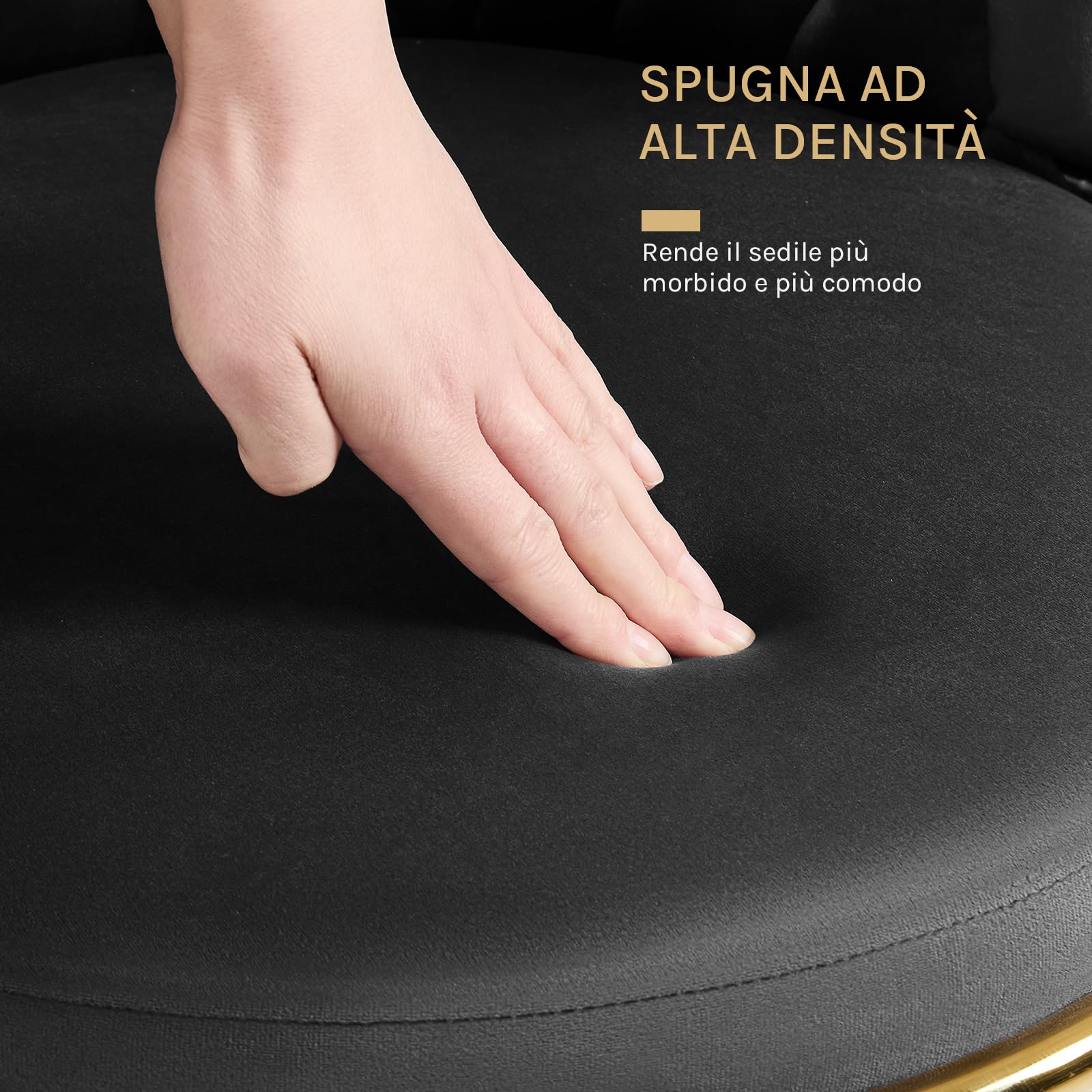 WOLTU Sedie da Pranzo Girevoli Set di 4, Sedie da Cucina Ergonomiche Imbottite con Gambe in Metallo, Seduta in Velluto per Cucina, Soggiorno, Balcone, Nero,