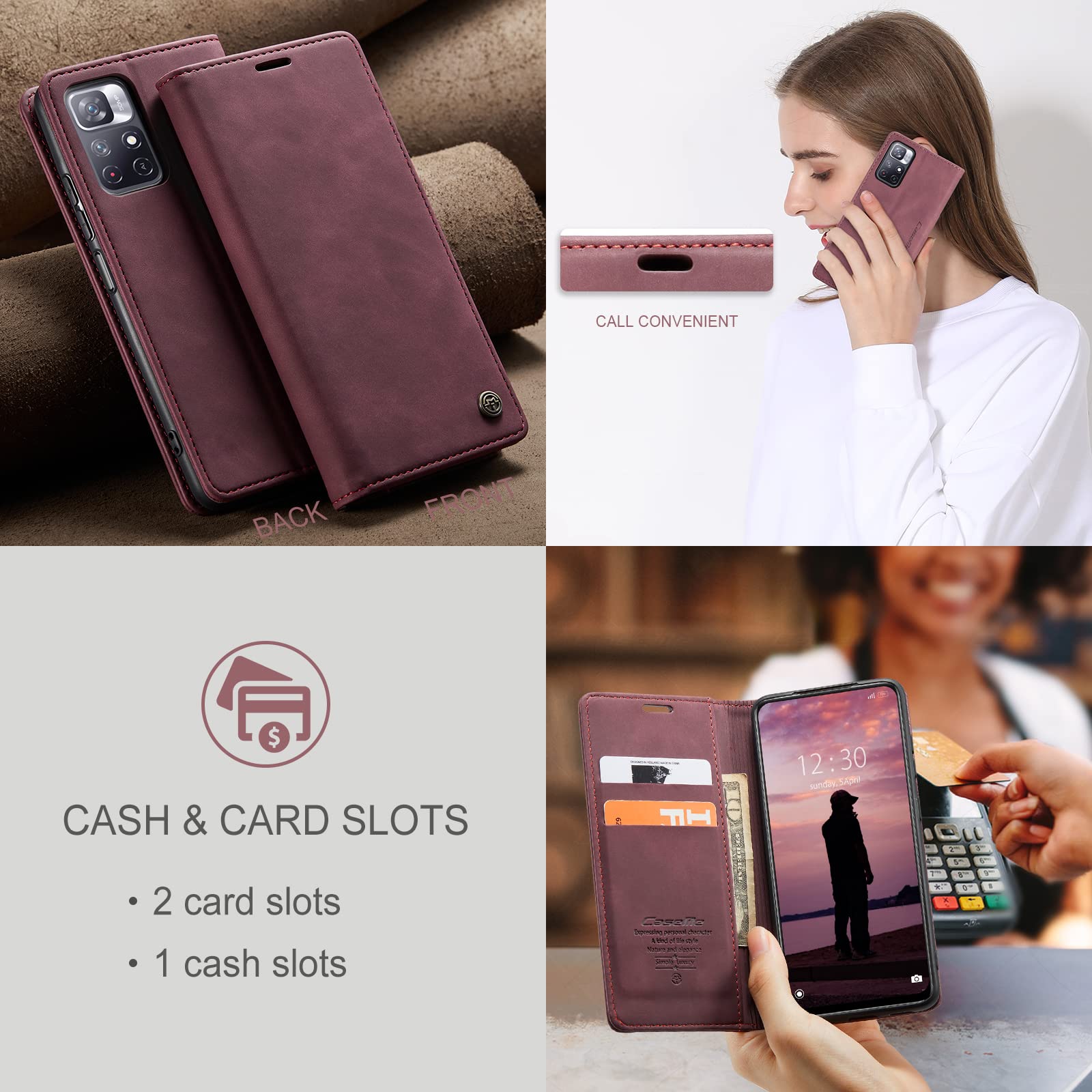 JMstore Funda Compatible con Xiaomi Redmi Note 10 Pro, Magnético Carcasa Funda Móvil Billetera Cuero Funda con Tapa Libro Caso Soporte Plegable (Negro) — view 3