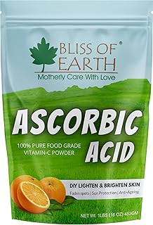 Bliss of Earth 16 oz Ascorbic Acid Powder Pure Food Grade Vitamin-C Rich Powder For Skin,face, Cosmetic & DIY Products 453GM