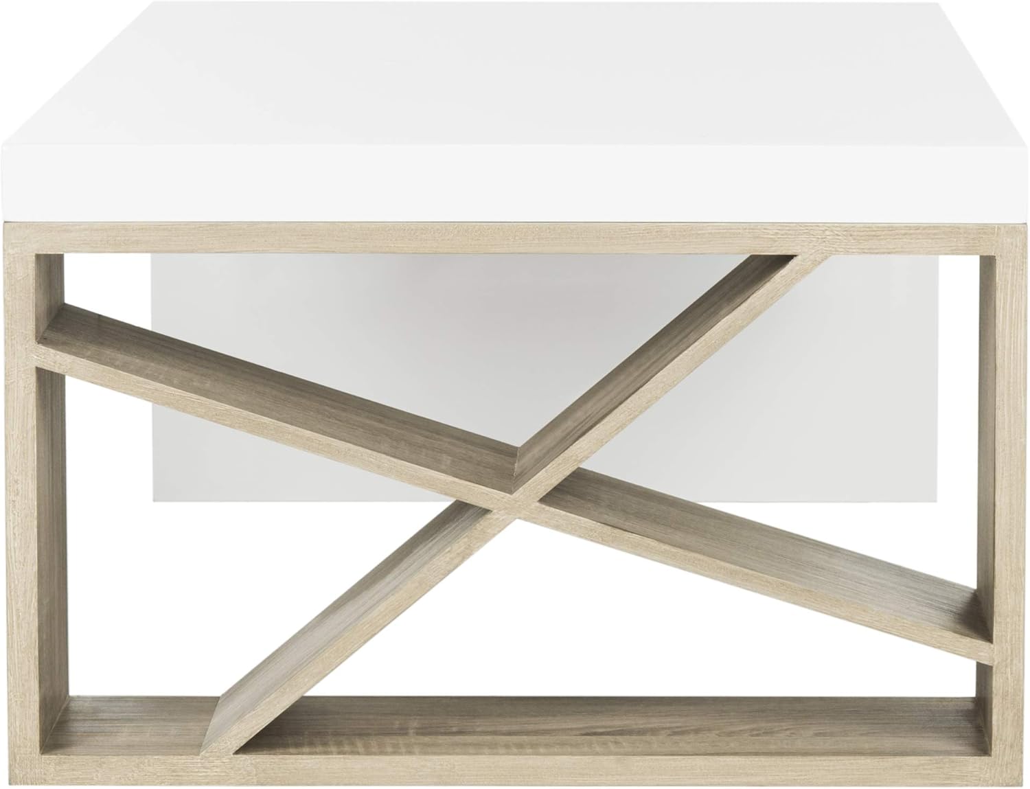 Safavieh Home Collection Carlton White Lacquer and Light Oak Side Coffee Table