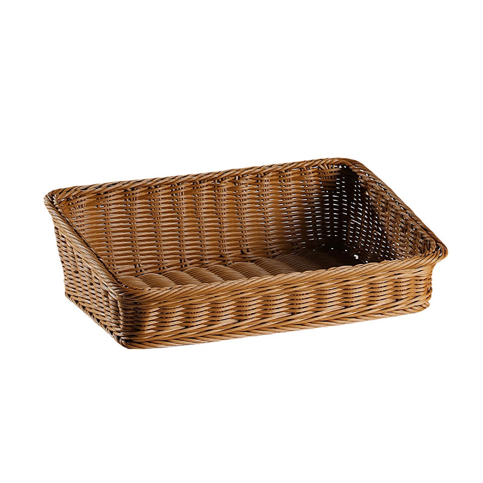3 Pezzi Cestino Portaoggetti in Rattan, Cestini in Vimini Naturale Rettangolare, Cesto di Intrecciato Decorativo per Bagno, Scaffale (Rettangolare