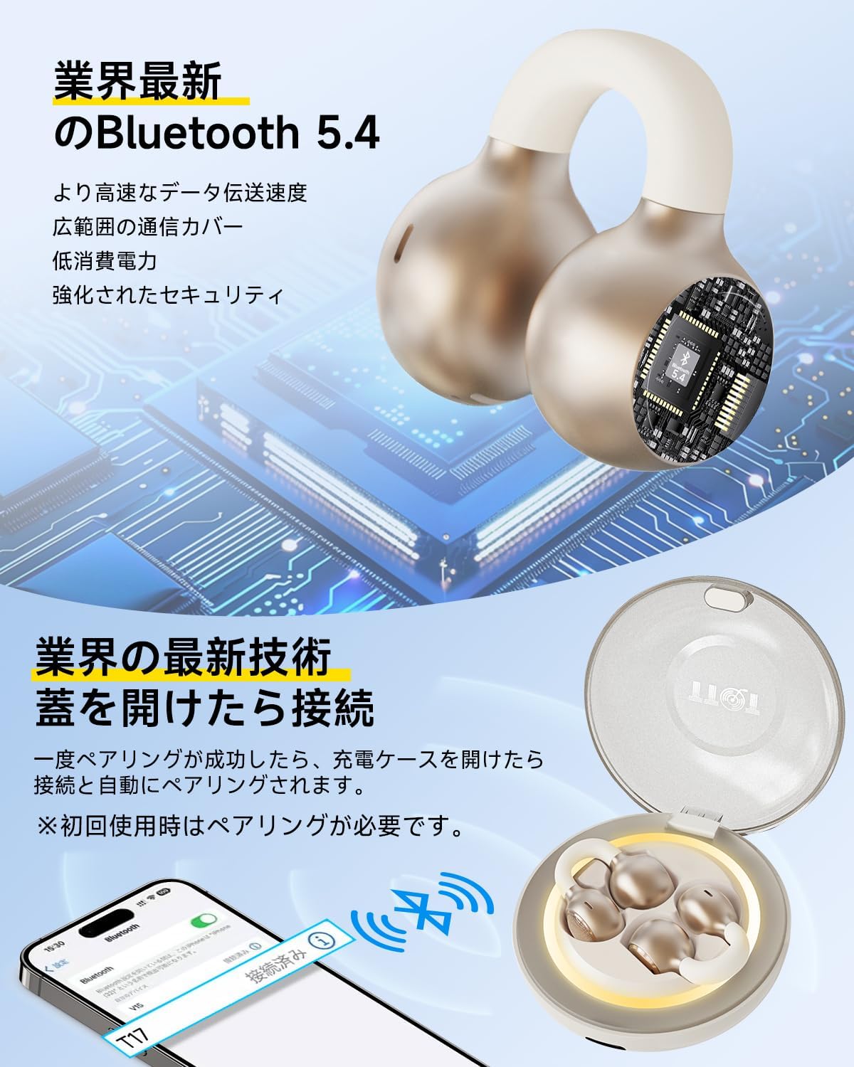 TTQT イヤーカフ型ワイヤレスイヤホン V17-BSサムネイル2
