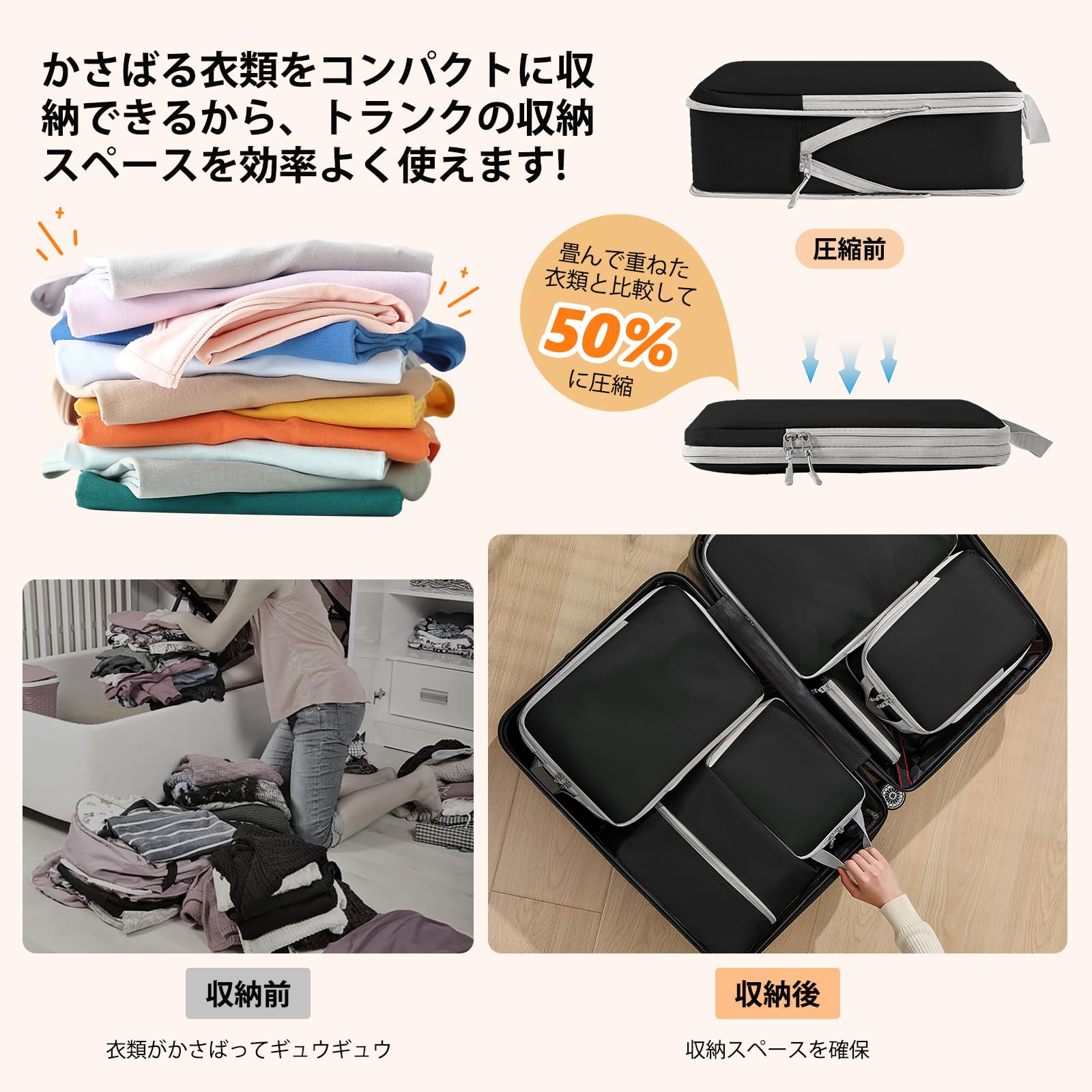Amazon.co.jp: 【2026年最新】旅行用圧縮袋 トラベルポーチ 便利旅行