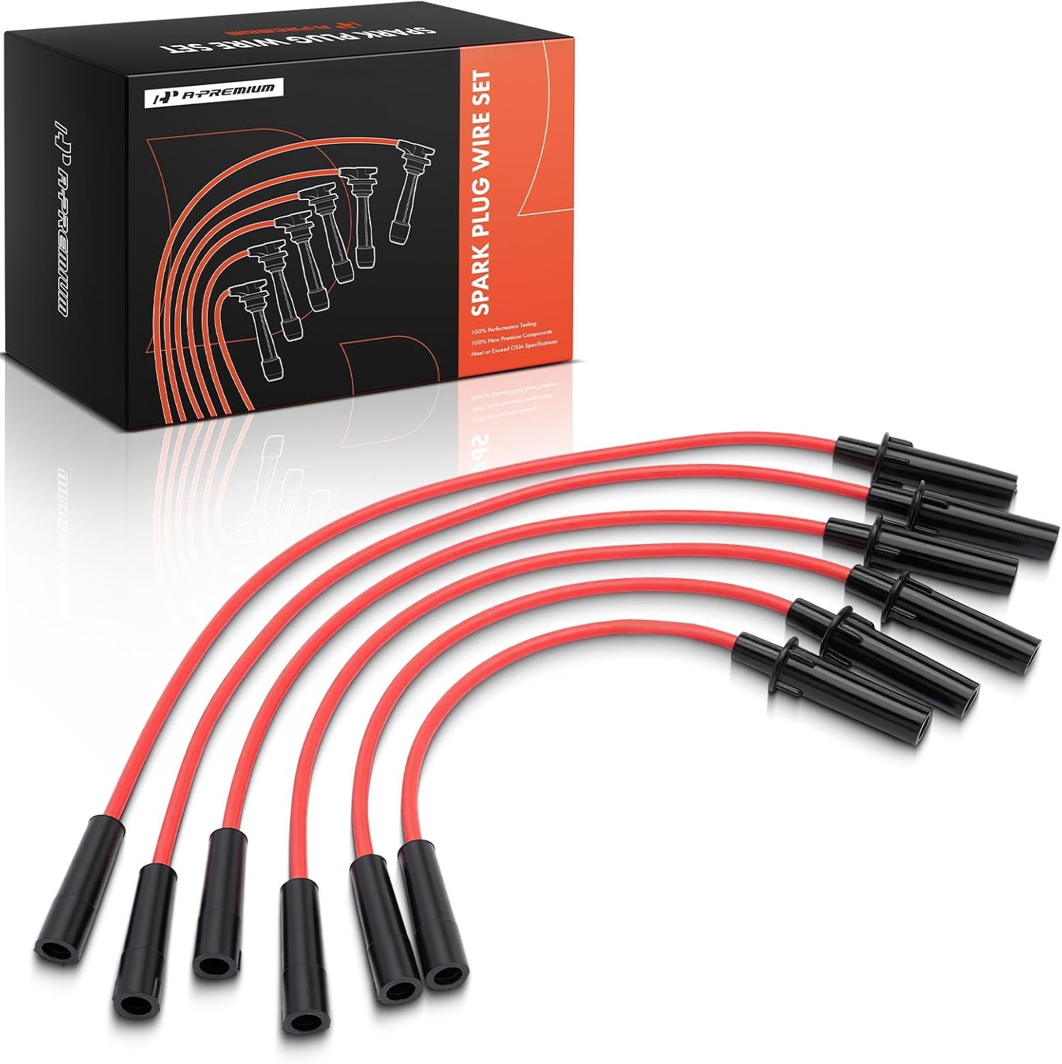 A-Premium 6 PCS Spark Plug Wires Compatible with Dodge Grand Caravan 2001-2010, Caravan 2001-2007 & Chrysler Town & Country 2001-2010, Pacifica 2005-2008, Grand Voyager & Volkswagen Routan, Red