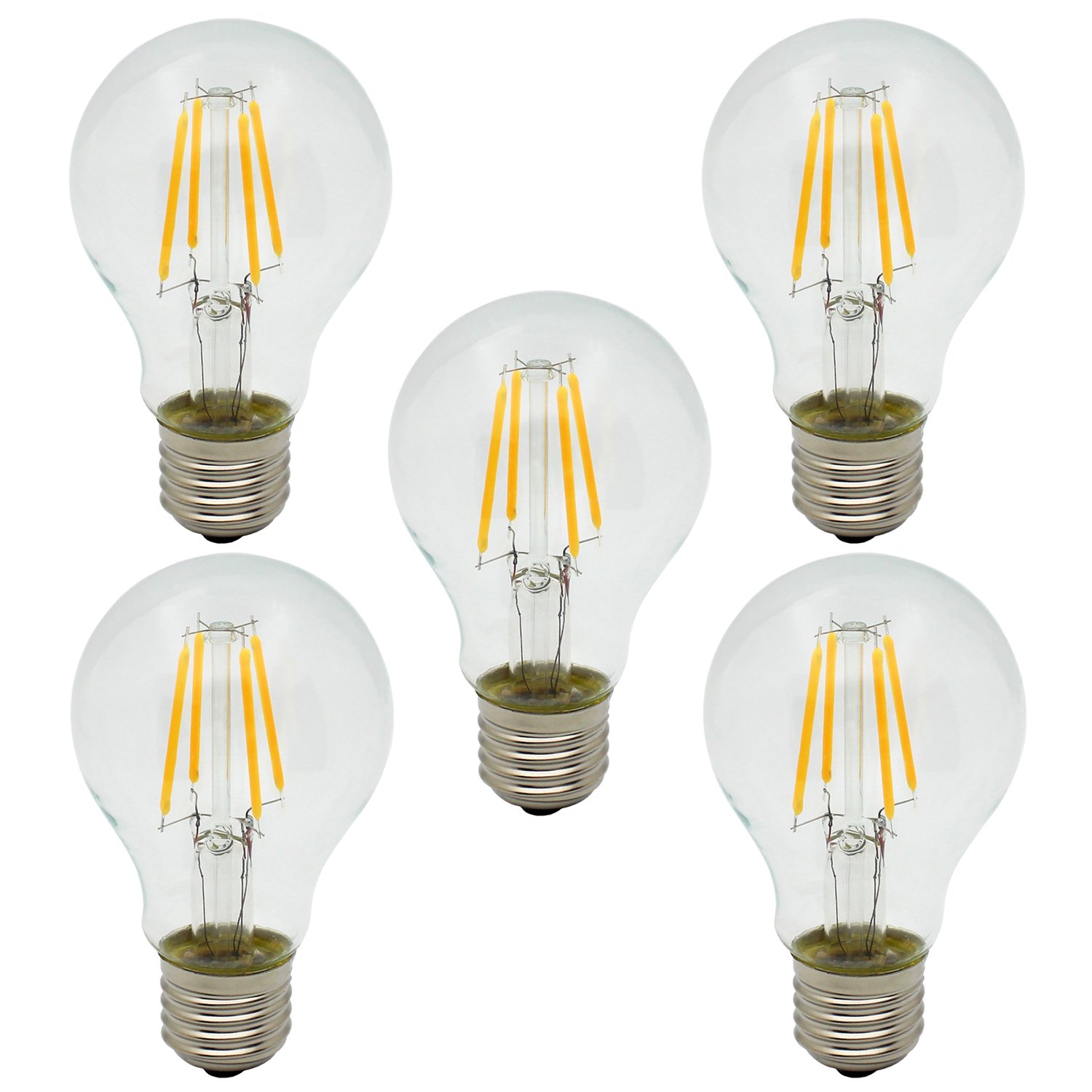Garselis Warm White A60 E27 4W 300Lm Retro Edison Filament Led Light Bulb Vintage Chandelier Lamp Bulbs, Not Dimmable, 2700K, 30W Incandescent Equivalent, 5 Pack