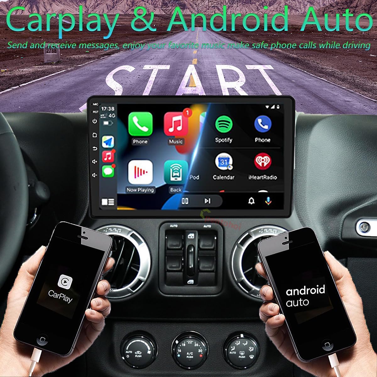 Multiple screenshots of different user interface designs available on the liyidaing car stereo, showing various themes and layouts.