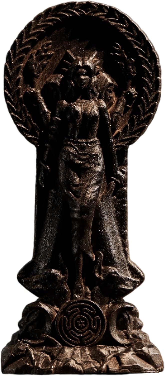 Wooden Hecate Triple Goddess Statue for Pagan Home Altar, Hexe Creative Craft Goddess Key, 3.5 x 1.5 x 9 inches (Wood)