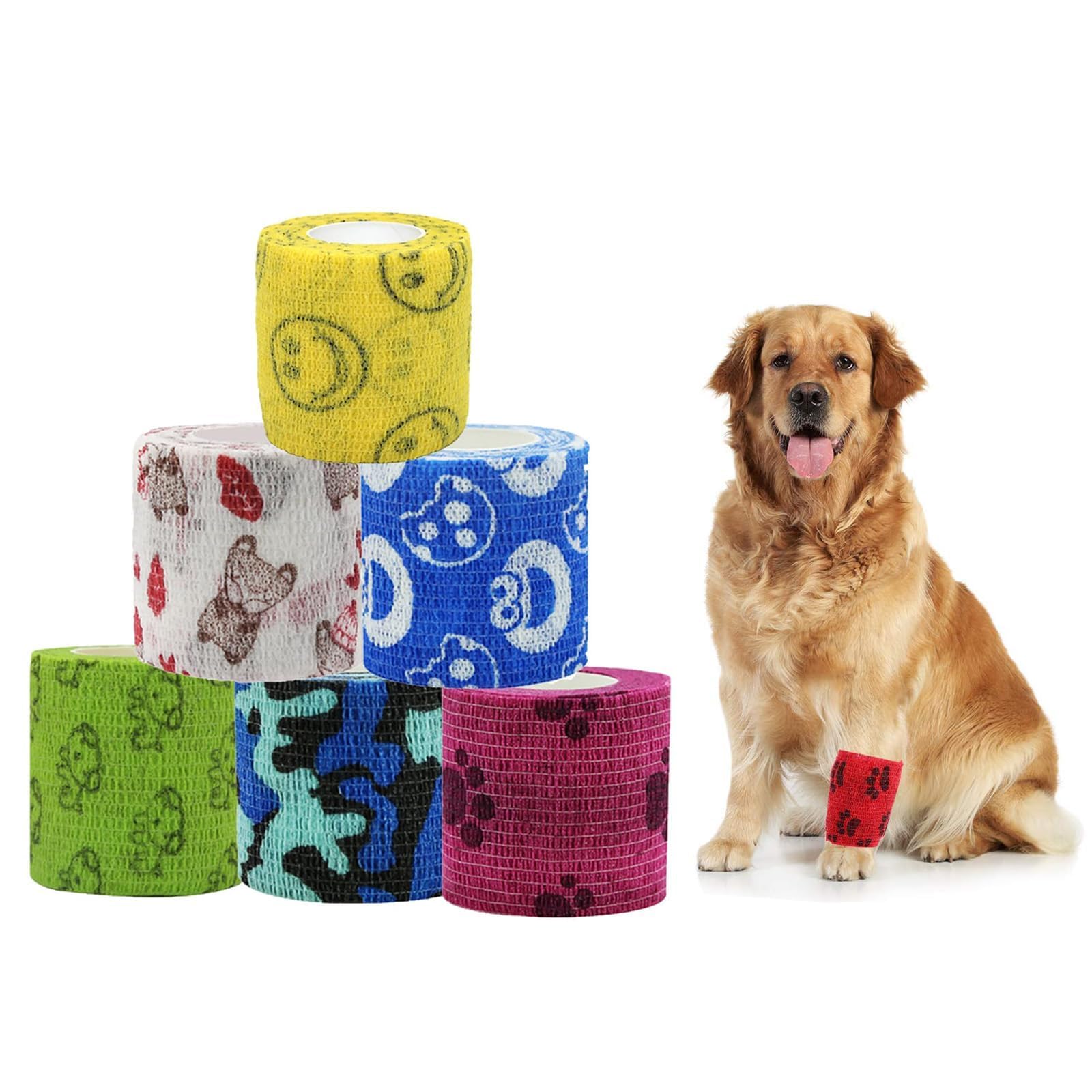 Crepe Bandage, 6 Rolls Vet Elastic Adhesive Bandage, Dog Bandage Anti Dirty Bandage for Pet, Adhesive Elastic Bandage for The Person or Pets (Cat, Dogs and Other Animal) Who Was Injure Cohesive Bandage (B0D4DSYYL7) Amazon Price History, Amazon Price Tracker