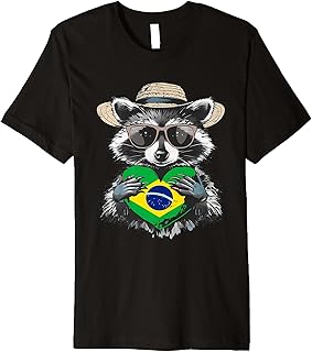 Brazil Cute Lemur Heart Brasilian Pride Brazilian Roots Premium T-Shirt