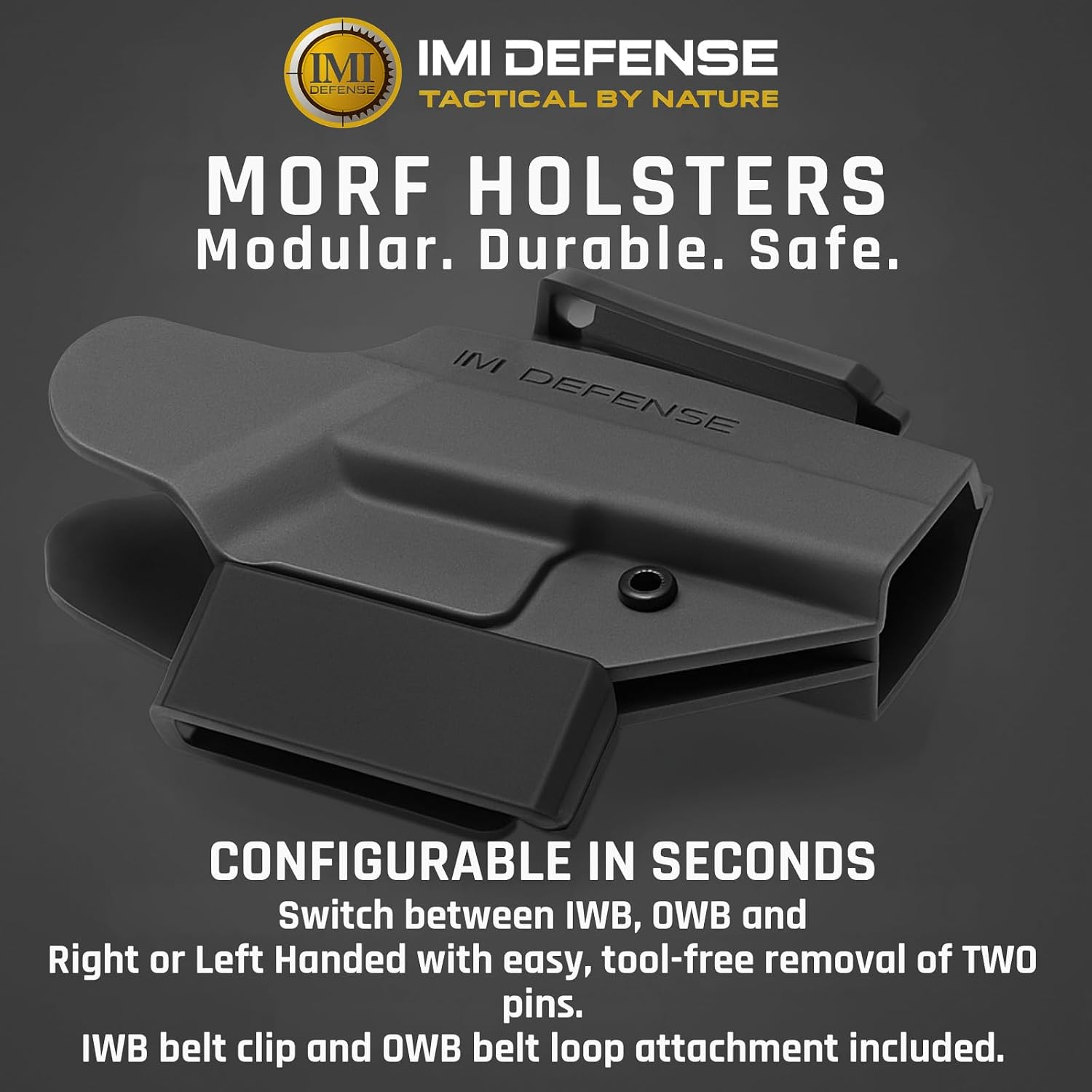 IMI Defense Micro MORF Modular Holster for Glock 43/43X/48, Sig Sauer P365 XMACRO – IWB & OWB, Left/Right-Handed – Conceal Carry Holster - Fits Springfield Hellcat – Optics Compatible