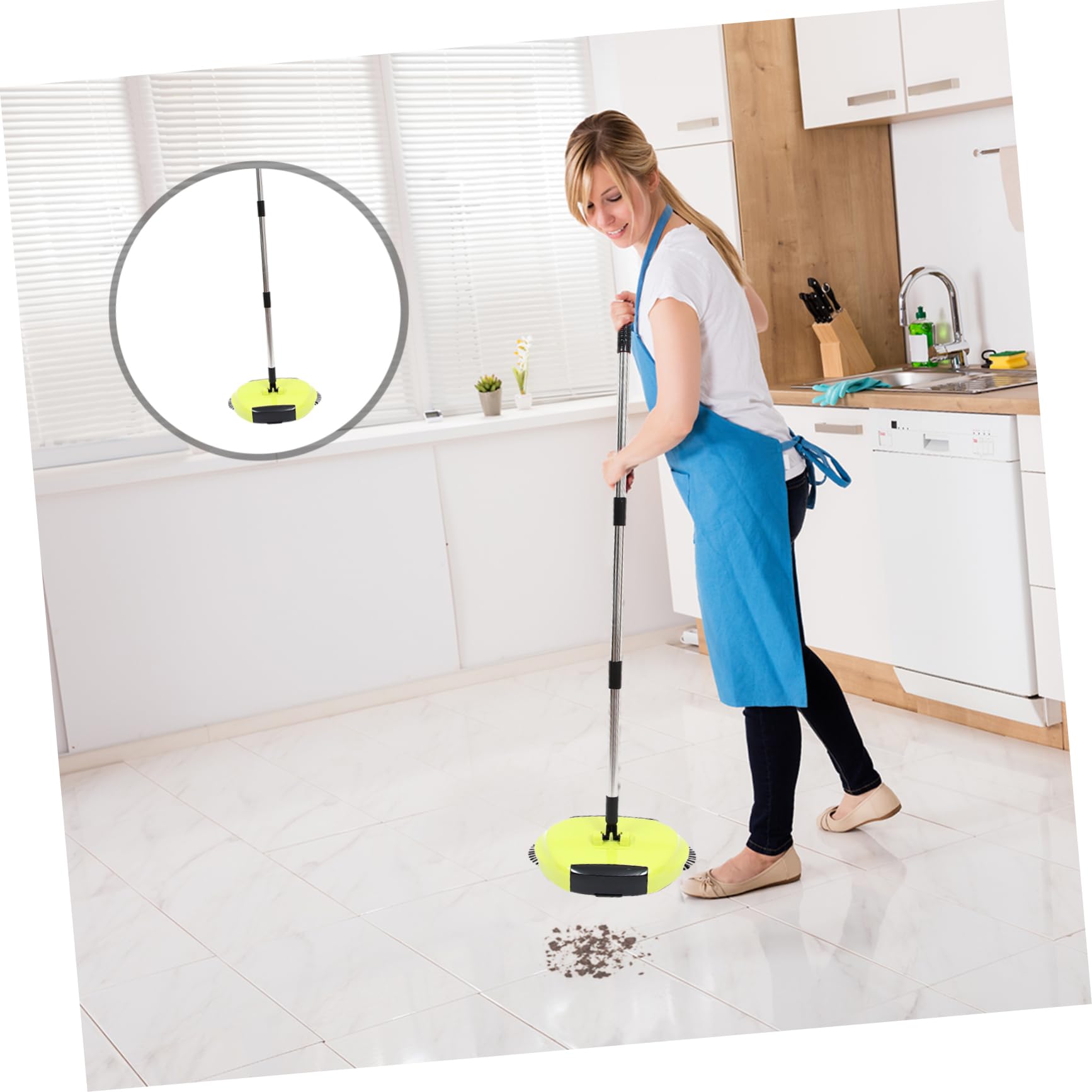 Bodenkehrmaschine 3-in-1 mit Verstellbarem Griff und 360-grad Drehung