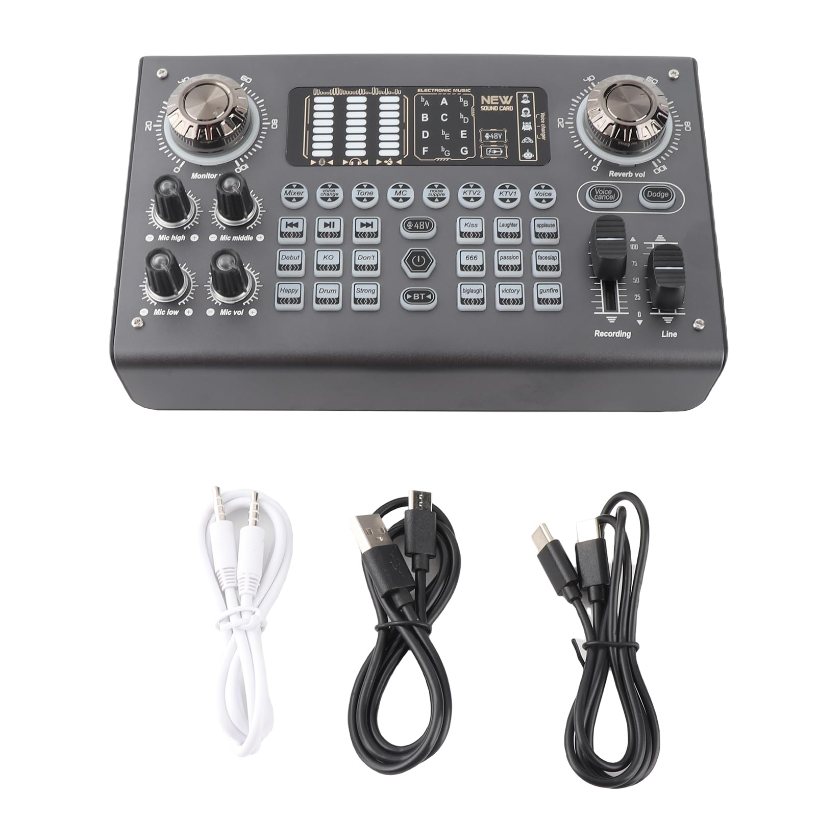Domary Scheda Interfaccia USB, Mixer Live Streaming DSP Dual Core con Alimentazione a 48 V e per la Registrazione