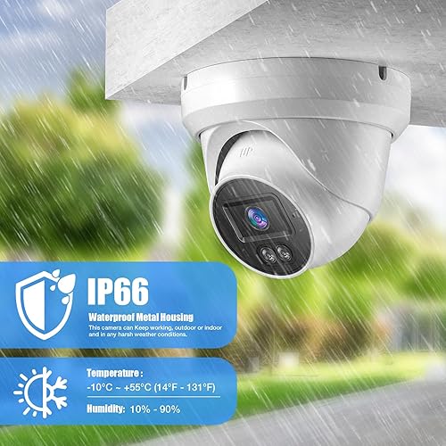 Miniatura 4 de Cámara IP POE de 4 MP, cámara de seguridad POE de torreta con micrófonoaudio, cámaras de vigilancia de seguridad para exteriores e interiores,