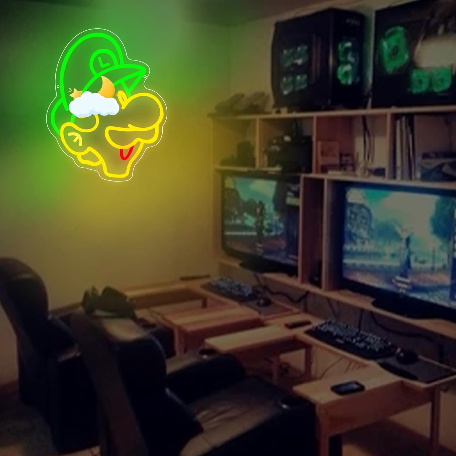 Gaming Neon Sign for Wall Decor Game LED Neon Lights Anime Wall Art Decor Gaming Light Up Signs for Game Room Boys Room Man Cave Gaming Neon Signs Gifts for Men Kids Gamers Size 16.1 * 12.8 in(XD152) - Image 5