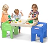 In-and-Out Sand and Water Sensory Activity Table for Toddlers, Kids All-Purpose Table with Lid and Built-In Storage, Blue and Green.