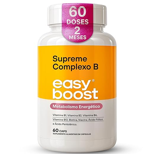 Vitaminas Complexo B B1 B2 B3 B5 B6 B7 B9 E B12 Concentrado Complexo B Easy Boost 60 Caps