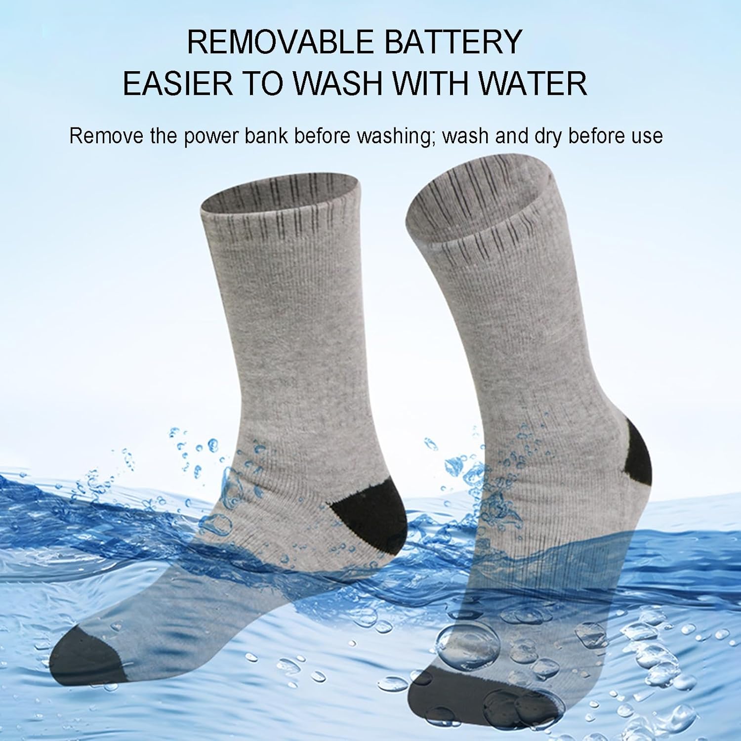 Heated Socks for Men Women, with Rechargeable Battery, Electric Heated Socks, 3 Heating Levels, Washable Winter Foot Warmer for Outdoor Camping Skiing Hunting Hiking
