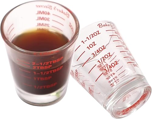 Miniatura 3 de Baker's Secret - Vaso medidor de vidrio de chupito de 1.5 onzas, medidas incrementales líquido y seco