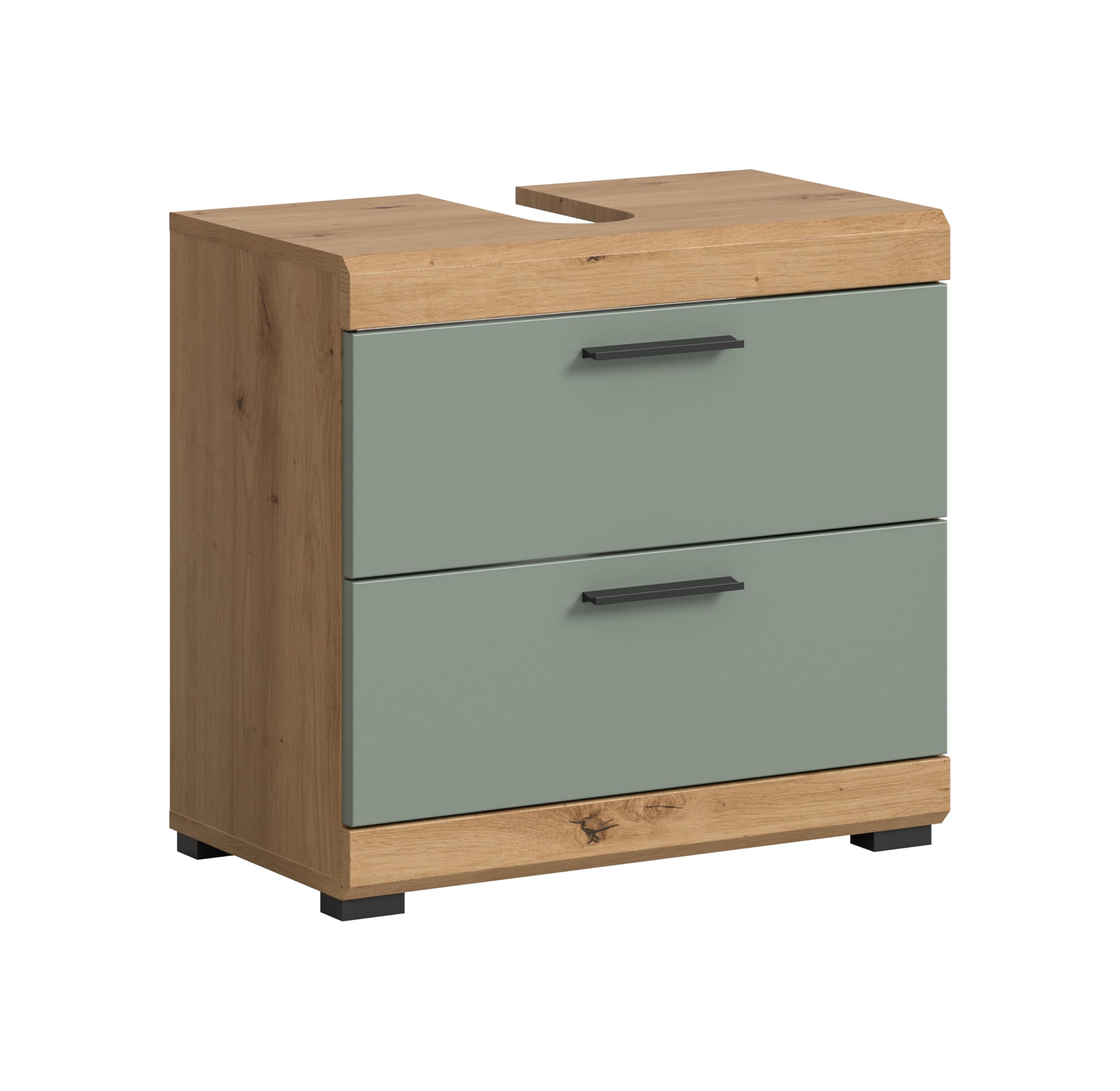 xonox.home Bad Scout X06N3707 Waschbeckenunterschrank Unterschrank Waschschrank in Salbei und Artisan Eiche Nachbildung, ca. B/H/T: 60x56x34 cm