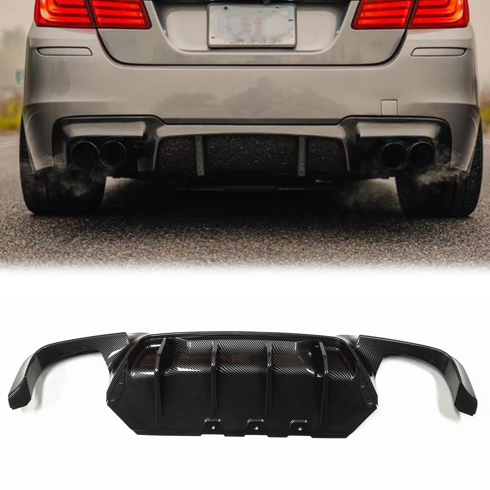 Remplacer diffuseur usé : kit arrière look carbone BMW F10 F11 M-Tech - 8
