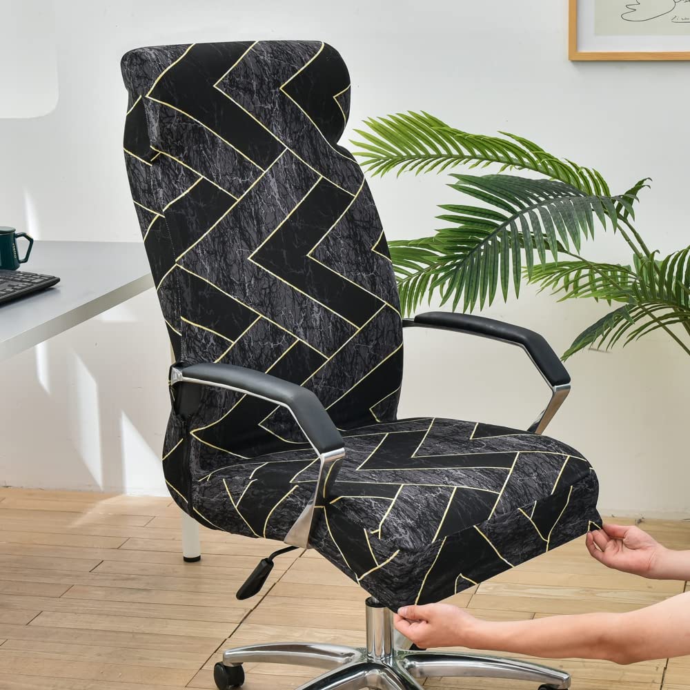 Housse de Chaise de Bureau Housse de Chaise d'ordinateur Rotatif Extensible Couvre Chaise pivotante imprimée pour Chaise de Bureau